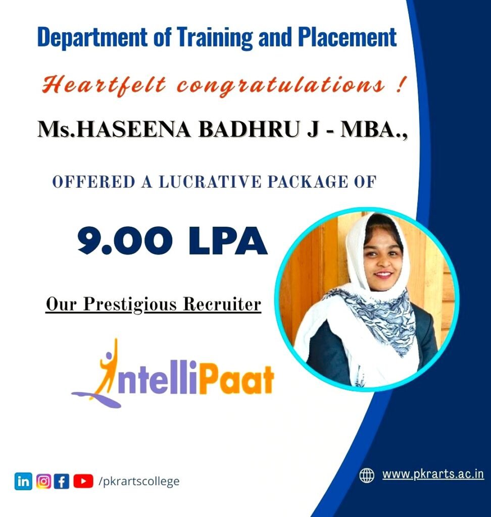 PKR College Placements 2025 – Students placed in digital roles at IntelliPaat